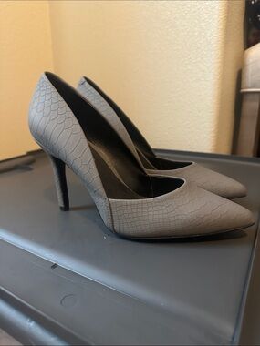 Aldo Gray Croc-Embossed Pointed Stiletto Pumps